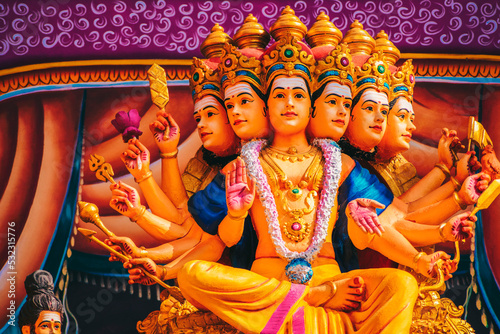 Vibrant multi-headed Hindu deity