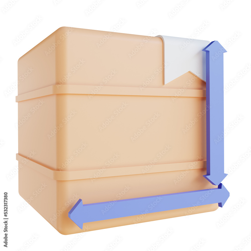 3D illustration packing box volume