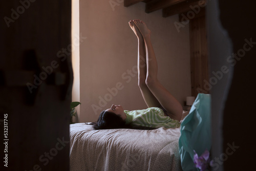 Woman alone in her room