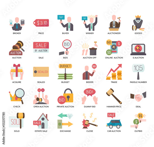 Set of Auction thin line icons for any web and app project.