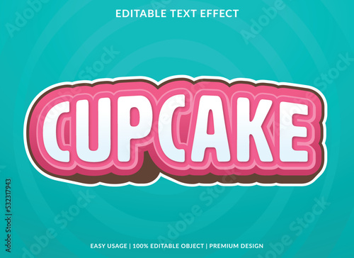 cupcake editable text effect template use for business logo and brand