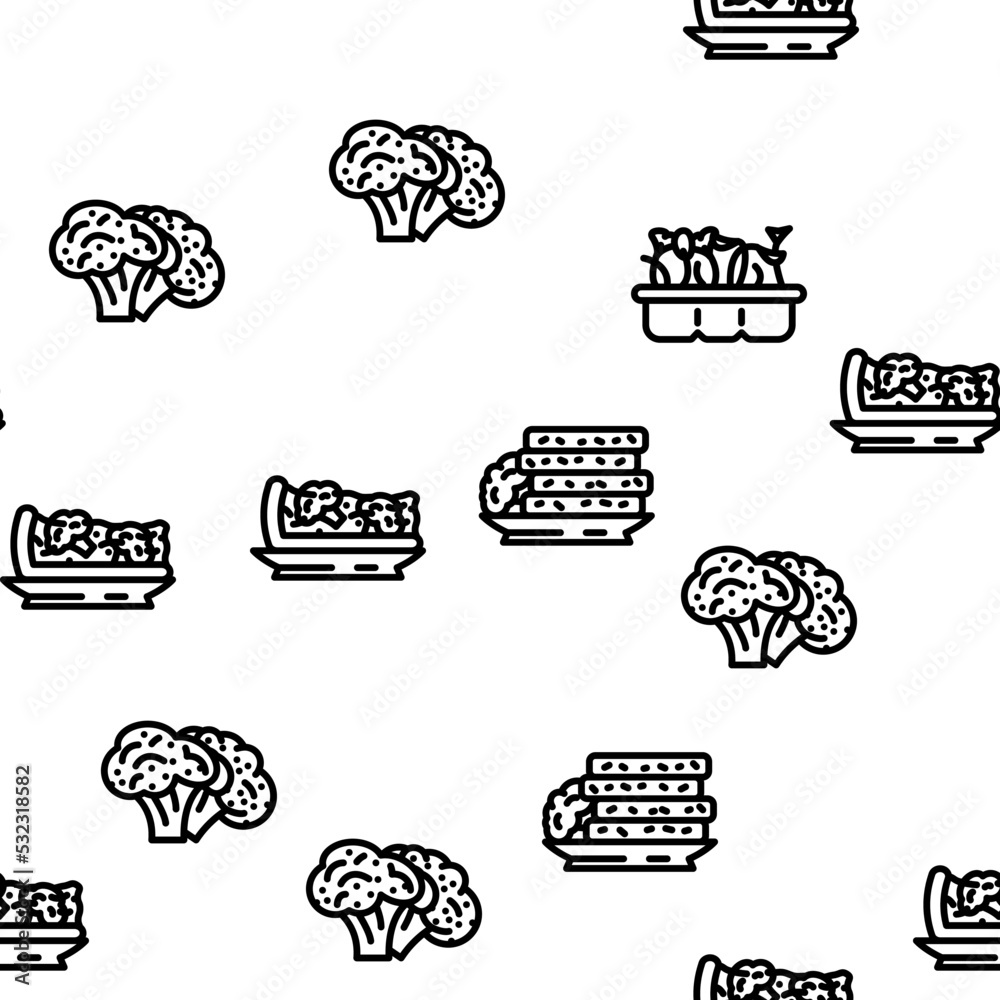broccoli vegetable green food vector seamless pattern thin line illustration broccoli vegetable green food vector seamless pattern thin line illustration
