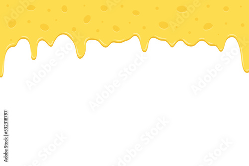 Melted dripping cheese vector flat background