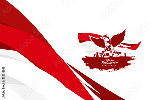 Translation: October 1, Commemoration of the Pancasila Sanctity Day (Hari Kesaktian Pancasila) vector illustration. Suitable for greeting card, poster and banner.  photo