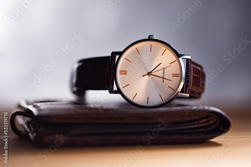 Men's wristwatch and wallet