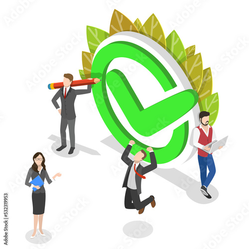 Job done isometric flat  conceptual illustration.