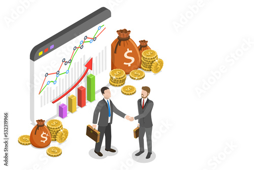 Obraz na plátně Flat isometric concept of affiliate business, marketing strategy, referral program, partnership