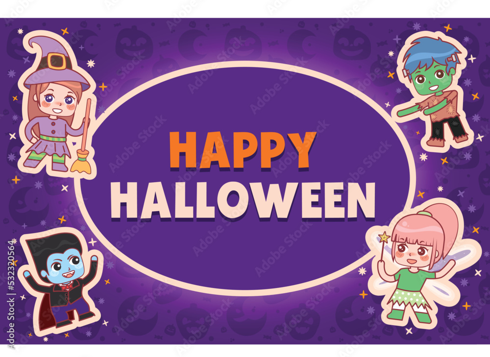 Fototapeta premium flat happy halloween kid sticker