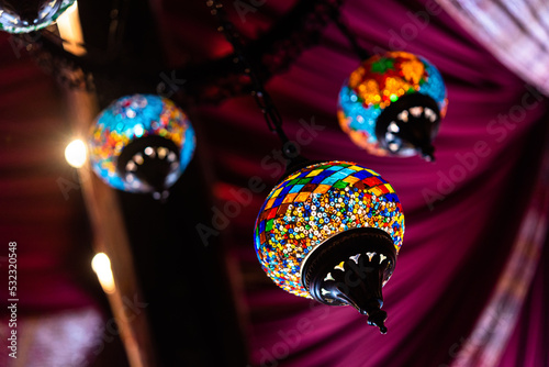 Photography Indian lanterns Glass Oriental colorful glass hanging lamps or lanterns in turki