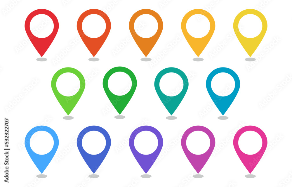 colorful and simple map pin set