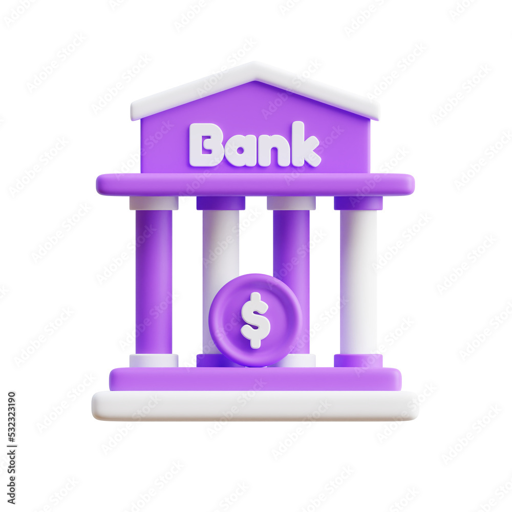 3D Bank building Icon 3D Bank building Icon