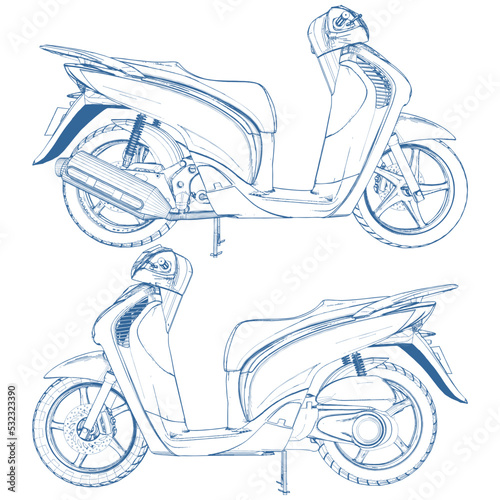 Motorcycle Modern Motor Vector. Illustration Isolated On White Background. A Vector Illustration Of A Motorbike.