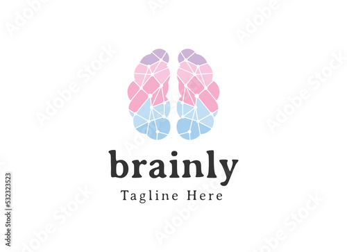 brain logo design illustration modern icon symbol sign vector template line outline