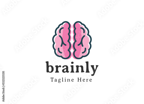brain logo design illustration modern icon symbol sign vector template line outline
