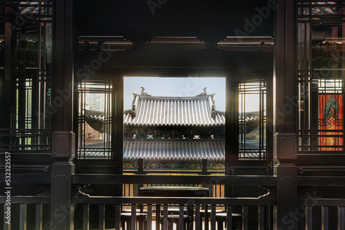 Traditional Chinese roofs, architectural view. 