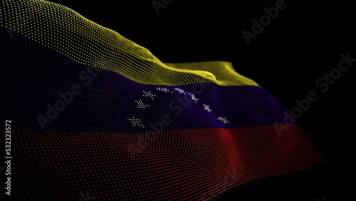 Seamless looping animated digital flag of Venezuela overlay rendered of points in 4K resolution including luma matte