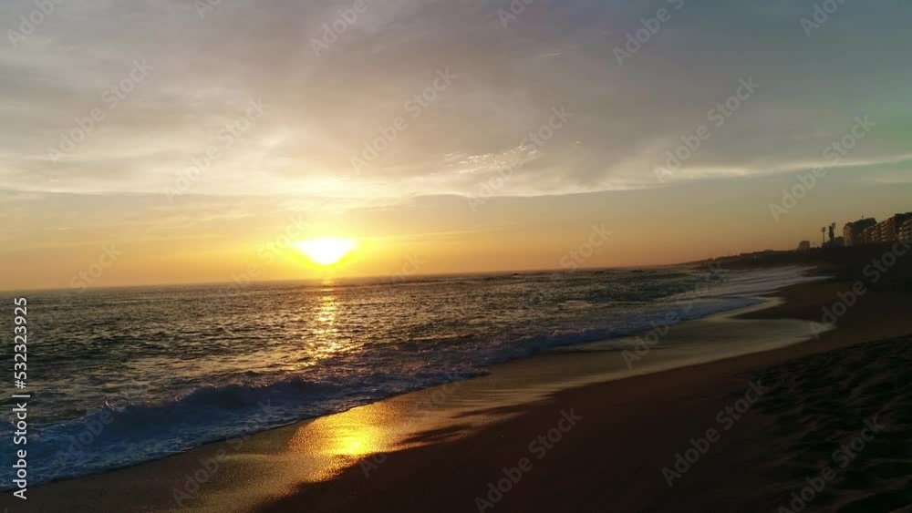 Stunning Beach Sunset. Sea Waves at sunset Aerial View. Beautiful Nature Landscape. Horizon Background. Colorful clouds in the Sky. Vacations concept 4k Stunning Beach Sunset. Sea Waves at sunset Aerial View. Beautiful Nature Landscape. Horizon Background. Colorful clouds in the Sky. Vacations concept 4k