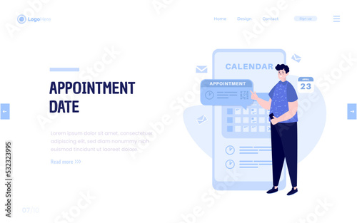 A man marking appointment date illustration on landing page design