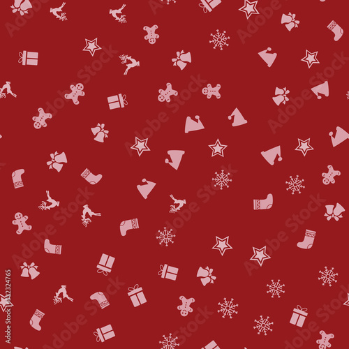 Seamless pattern with Xmas ornaments. Vector