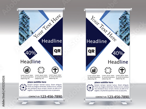 Banner roll-up design, business concept. Graphic template roll-up for exhibitions, banner 
for seminar, pull up design, modern banner. Universal stand for 
conference, promo banner vector background.