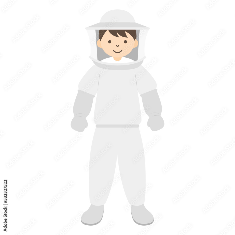 養蜂家の防護服のイラスト