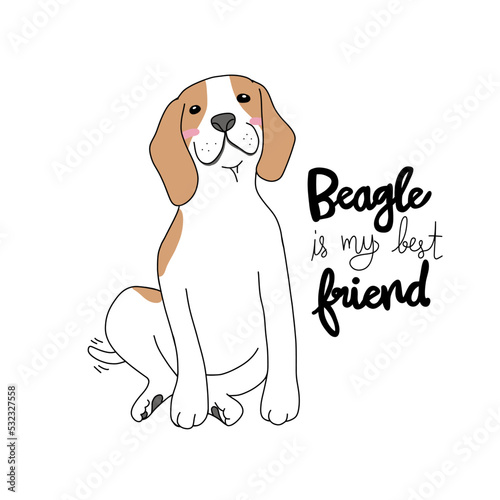Beagle dog is my best friend cartoon vector illustration