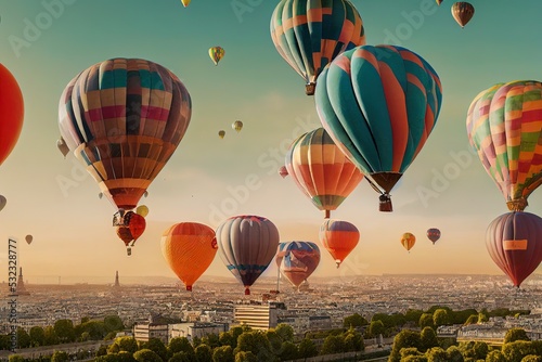 Balloons floating above Paris