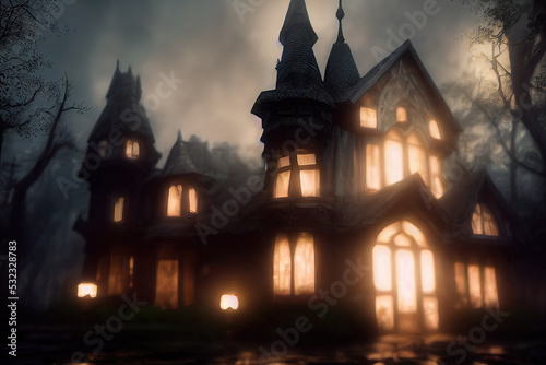 Mysterious mansion exterior