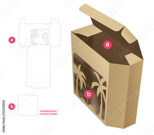 packaging box die cut template and 3D mockup
