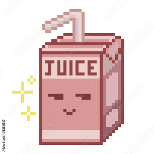 Juice box cartoon, pixel art
