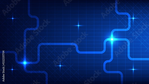 Hi tech digital technology and futuristic communication background concept. connecting lines as network with blue lighting