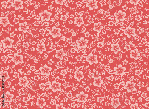 Japanese Luxury Hibiscus Flower Vector Seamless Pattern