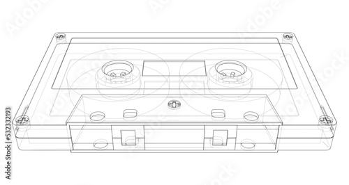 Cassette tape. Vector rendering of 3d