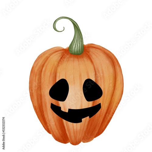 Halloween pumpkin. Watercolor isolated illustration.