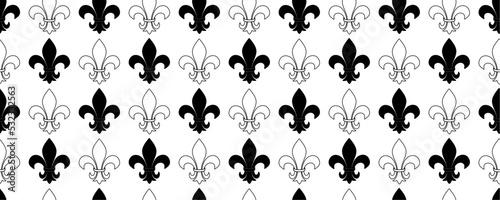 black white fleur de lis seamless pattern