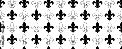 black white fleur de lis seamless pattern
