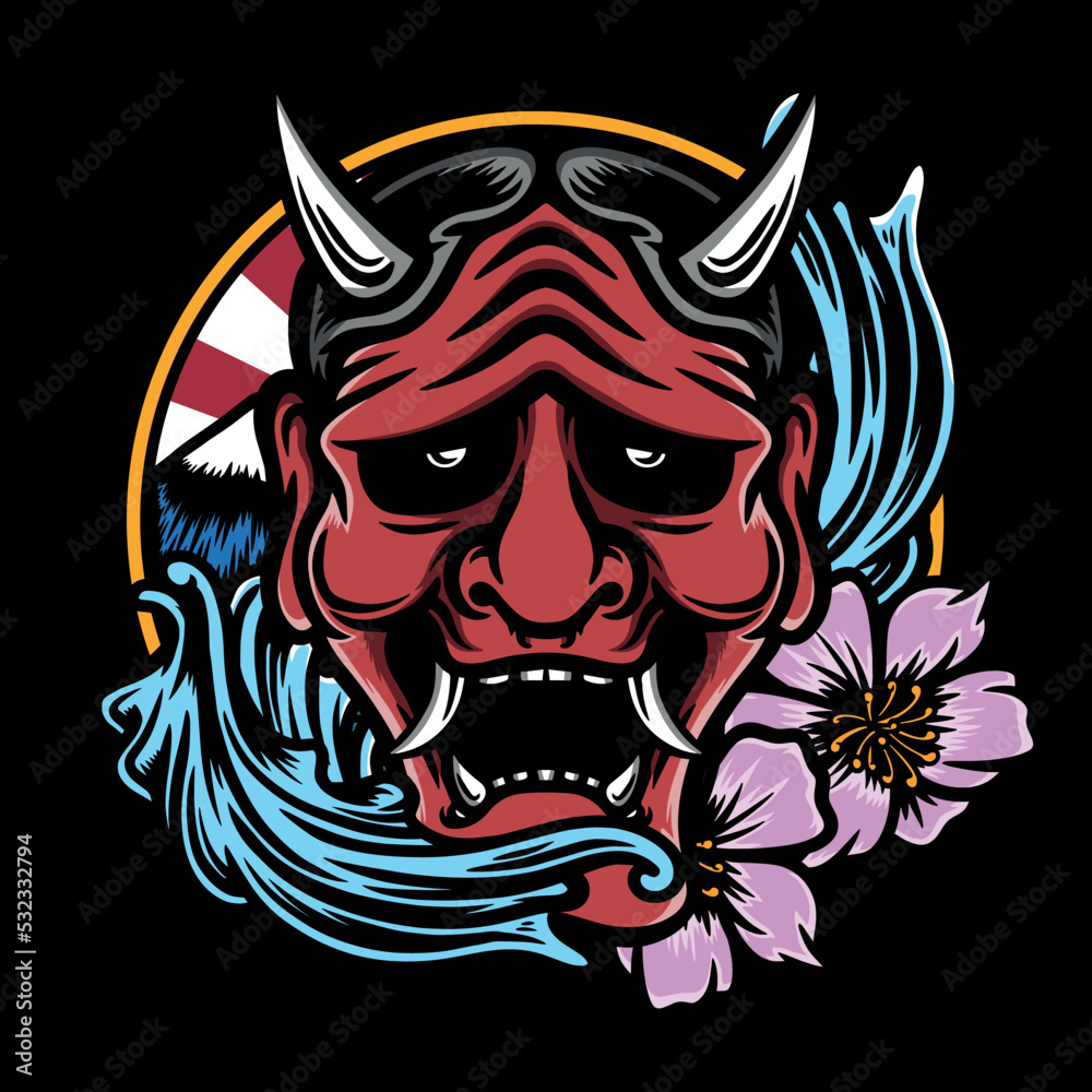 Obraz premium japanese hannya mask vector illustration