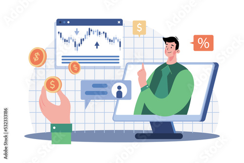 Stockbroker Illustration concept on white background