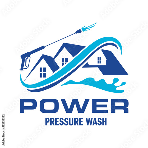 Pressure power wash spray logo design. Professional Power Washing Illustration vector graphic template