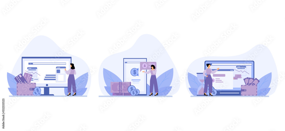 Finance Flat Bundle with People Illustration Finance Flat Bundle with People Illustration
