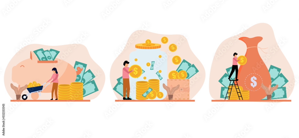 Finance Flat Bundle with People Illustration Finance Flat Bundle with People Illustration