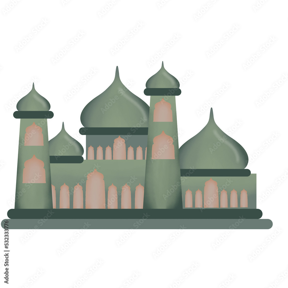 Green mosque illustration