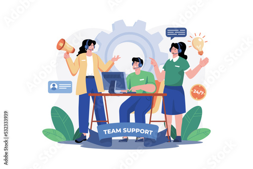 Team support department advises the customer's office workers.
