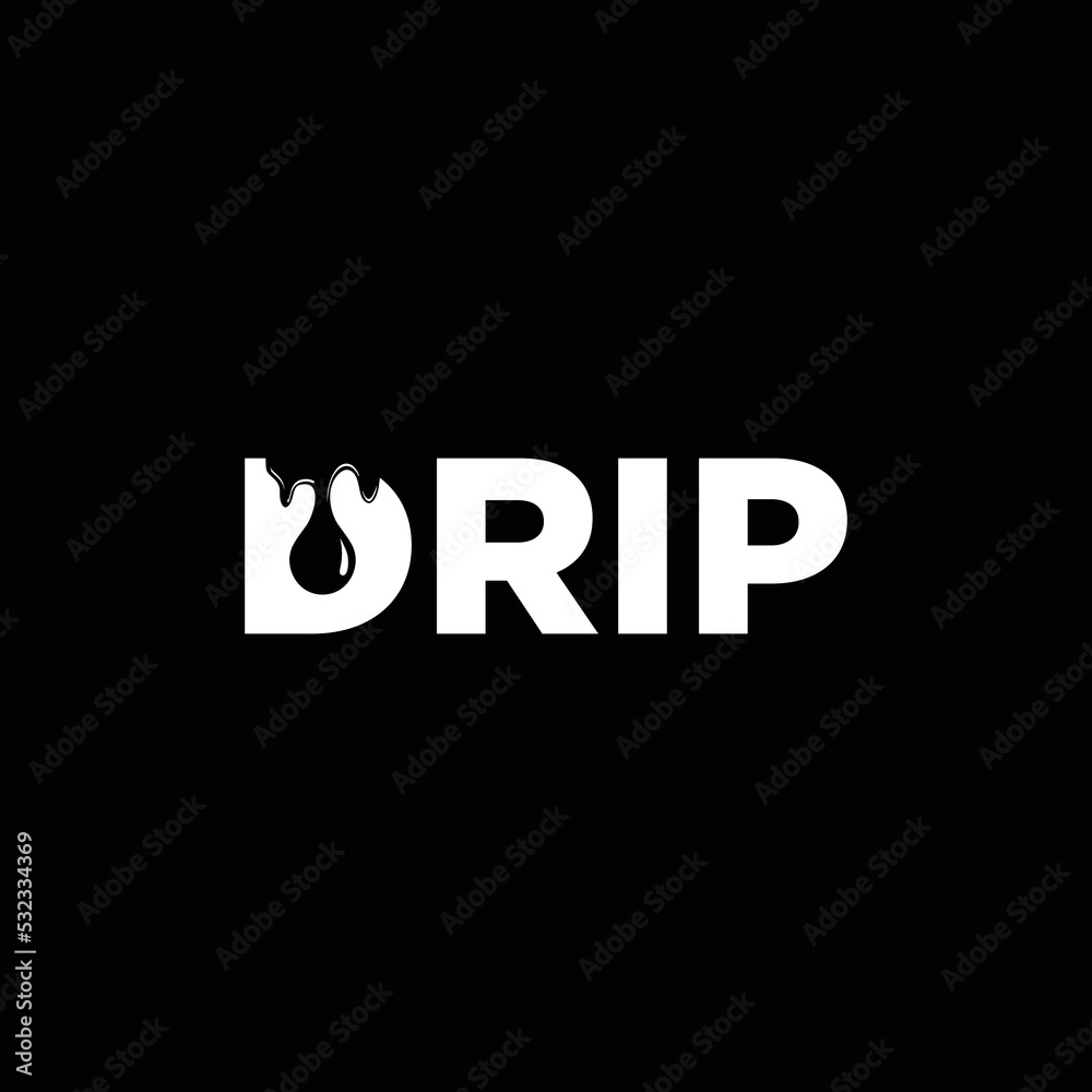 Drips icon.The word DRIP with the letter D water or oil drips