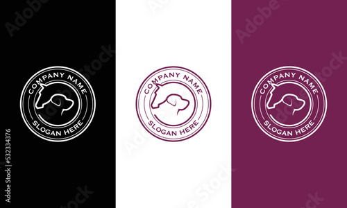 Emblem, stamp animal care horse and dog logo, dog and horse line vector symbol
