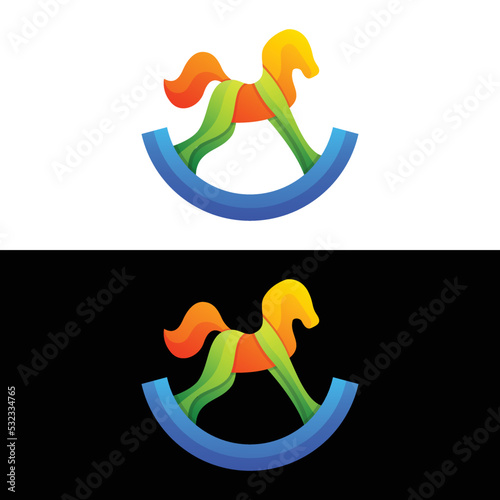 Vector logo illustration horse gradient colorful style