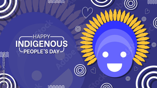 Happy indigenous people day background with smile cartoon face