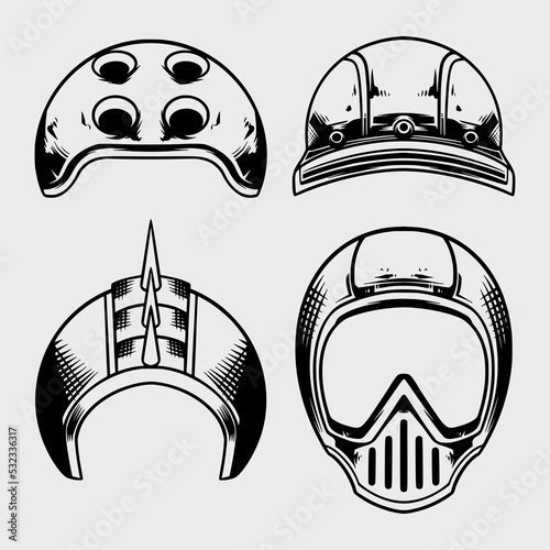 black and white shield icons set