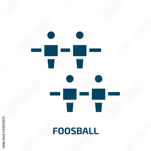 foosball icon from activity and hobbies collection. Filled foosball, competition, championship glyph icons isolated on white background. Black vector foosball sign, symbol for web design and mobile