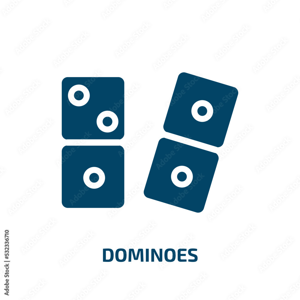 dominoes icon from activity and hobbies collection. Filled dominoes, domino, play glyph icons isolated on white background. Black vector dominoes sign, symbol for web design and mobile apps dominoes icon from activity and hobbies collection. Filled dominoes, domino, play glyph icons isolated on white background. Black vector dominoes sign, symbol for web design and mobile apps